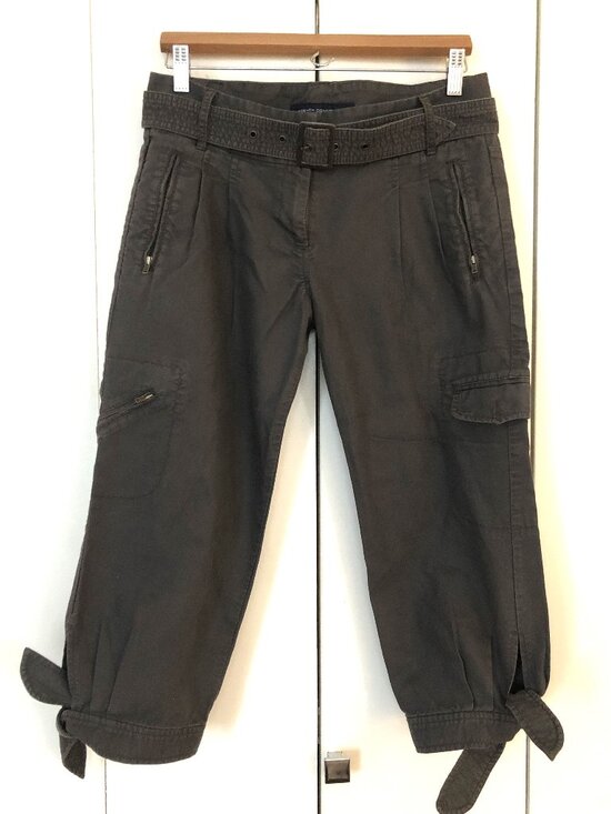 French Connection Pants - FRENCH CONNECTION Grey Cargo Army Capri Pants Buckets & Belt tie - Size